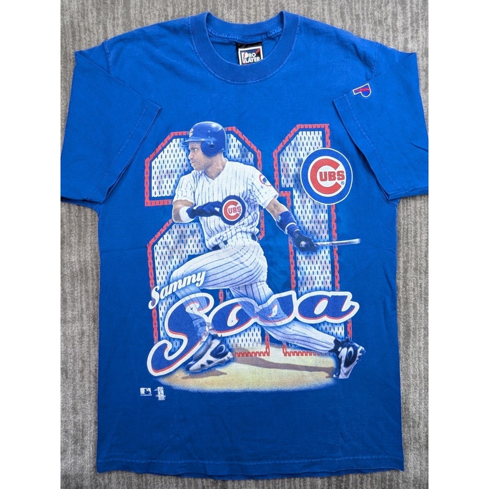 Vintage 90s Pro Player Chicago Cubs Sammy Sosa #21 Blue MLB T-Shirt Medium